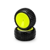 J Concepts Drop Step Rear 2.2" Buggy Tires, Pink on Yellow Wheels (2)