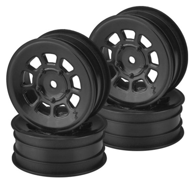 J Concepts 9 Shot 2.2" Front Wheel, Black, for 12mm hex, 4pcs