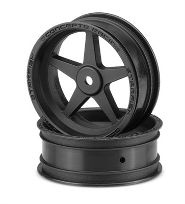 J Concepts Starfish Drag Racing Street Eliminator 2.2" 12mm Hex Front Rims, Black (2)