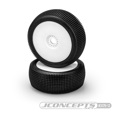 J Concepts Stalkers 1/8th Buggy Tires-Green On White Rims (2)