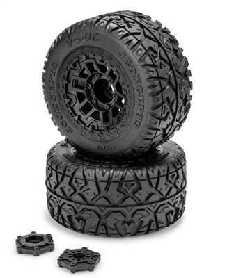 J Concepts G-Locs Truck Tires mounted on Black 17mm hex rims  (1 pair)