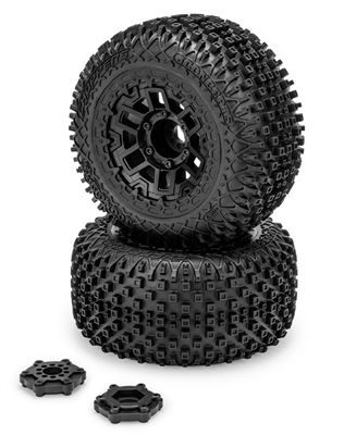 J Concepts Choppers Truck Tires mounted on Black 17mm hex rims  (1 pair)