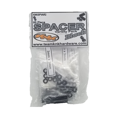 KNK 3mm Aluminum Spacer Variety Pack, black 60 pcs