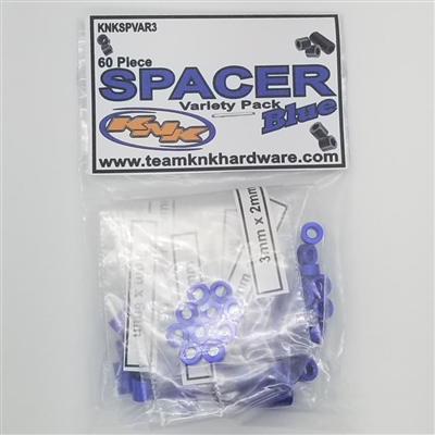 KNK 3mm Aluminum Spacer Variety Pack, blue 60 pcs
