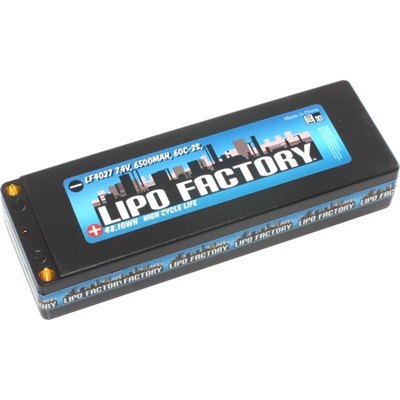 Lipo Factory 2S 7.4v 6500mAh 60C Standard Lipo Battery Pack with 5mm bullets