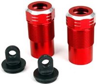 Losi 1/5th DBXL Front/Rear Shock Bodies, red aluminum with black caps (2 each)