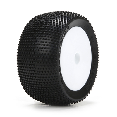 Losi Mini 8ight-T Blockhead Tires on White Rims (2)