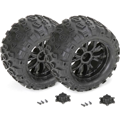 Losi Ten-MT Tires Mounted on Black Rims (2)