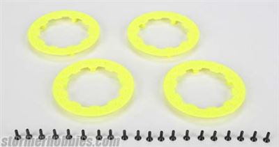 Losi Ten SCTE 2.0/SCT/SCT Beadlock Rings With Screws, Yellow (4)