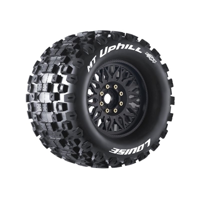 Louise MFT MT Uphill 1/8 Truck Tires on 17mm Hex Black Rims (2)