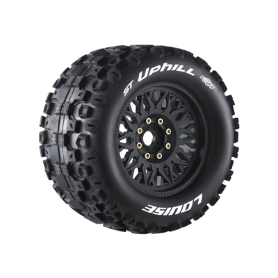 Louise MFT ST Uphill Sport 1/8 Truck Tires on 17mm Hex Black Rims (2)