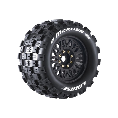 Louise MFT ST MCross Sport 1/8 Truck Tires on 17mm Hex Black Rims (2)