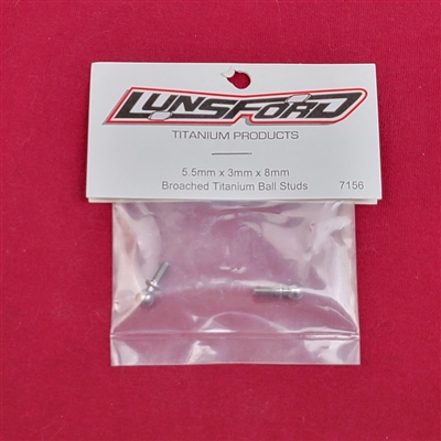 Lunsford SC10 4x4 Broached Ball Studs- Titanium, 5.5 x 3 x 8mm (2)