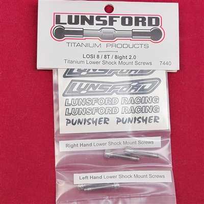 Lunsford Losi 8ight 2.0 Lower Shock Mount Screws, Titanium (4)