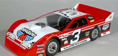 McAllister Batesville 1/18th Late Model Clear Body, requires painting