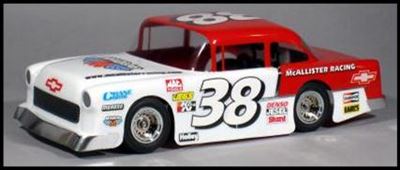 McAllister 1955 Chevy Bomber Body for 1/16th Traxxas and Losi Mini-Late Model, requires painting