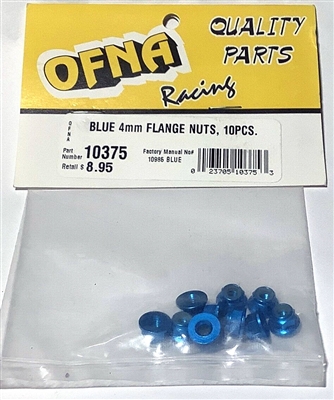 Ofna 4mm Flanged Locknuts, Blue (10)