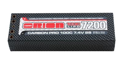 Orion 7200mAh Carbon Pro 100c Lipo 7.4v With 4mm Tube Plugs