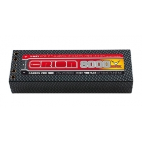 .Orion Carbon Pro V-Max 7.6V 8000mAh 110C 2S LiPo Battery with 4mmTubes