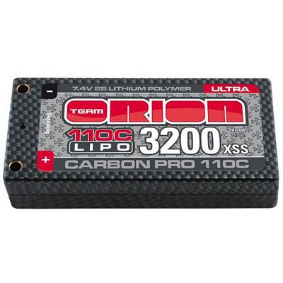 Orion 3200mAh Ultra 110c Lipo 7.4v 2S Shorty Battery with tubes-16mm tall