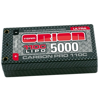 Orion 5000mAh Ultra 110c Lipo 7.4v 2S Shorty Battery with 4mm tubes-25mm tall