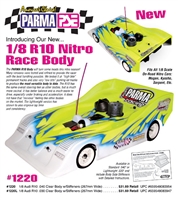 Parma 1/8th R10 Nitro Race Clear Body, Light-Requires Painting