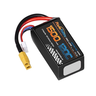 Power Hobby 1500mAh 11.1V 3S 120C LiPo Battery with Hardwired XT90 Connector