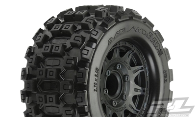 Pro-Line Badlands MX28 2.8" All Terrain Tires on Raid Black 6x30 Removable Hex Wheels (2)