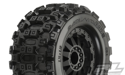 Pro-Line Badlands MX28 Traxxas Bead 2.8" Truck Tires on Black F11 Rims  (2)