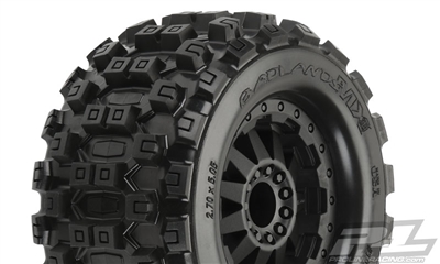 Pro-Line Badlands MX28 Traxxas Bead 2.8" Truck Tires on Black F11 Rims (2)