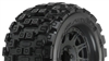 Pro-Line Badlands MX38 3.8" All Terrain Tires Mounted on Raid Black Raid 17mm hex Wheels (2)