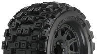 Pro-Line Badlands MX38 3.8" All Terrain Tires Mounted on Raid Black Raid 17mm hex Wheels (2)