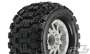 Pro-Line Badlands MX38 3.8" Traxxas Style Bead All-Terrain Tires Mounted on 17mm F-11 Stone Gray 1/2" Offset Rims (2)