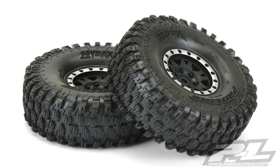 Pro-Line Hyrax 1.9" G8 Rock Crawler Truck Tires on Black/Silver Impulse Rims (2)