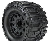 Pro-Line Trencher HP 3.8" All Terrain BELTED Tires Mounted on Raid Black 17mm Hex Wheels