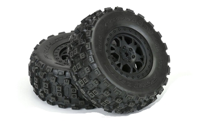 Pro-Line 	Badlands MX SC M2 (Medium) Tires Mounted on Impulse Black Wheels (2) for SC10, SCTE, SC410