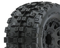 Pro-Line Badlands MX38 HP 3.8" All Terrain BELTED Tires Mounted on Raid Black 17mm Hex Wheels (2)