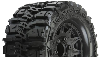 Pro-Line Trencher HP 2.8" All Terrain BELTED Truck Tires Mounted on Raid Black Rims (2)