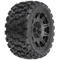 Pro-Line Arrma 8S Badlands MX57 All Terrain Tires Mounted on Black Raid Rims (2)