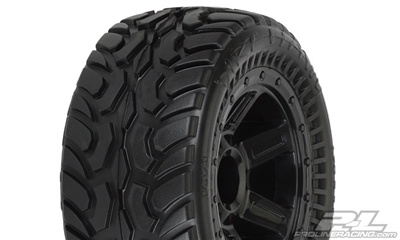 Pro-Line 1/16th E-Revo Dirt Hawg Tires on Black Desperado Rims (2)