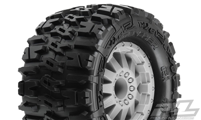 Pro-Line Stampede/Rustler Trencher 2.8" Traxxas Style Beard All-Terrain Tires mounted on F-11 Stone Gray Rims (2)