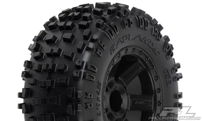 Pro-Line Badlands 2.8" Tires on Black Desperado Rims for Front Rustler and Stampede (2)