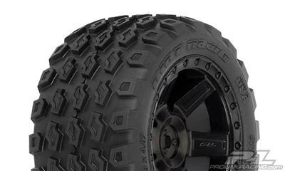 Pro-Line Rustler Rear 2.8" Dirt Hawg" Tires on Black Desperado Rims (2)