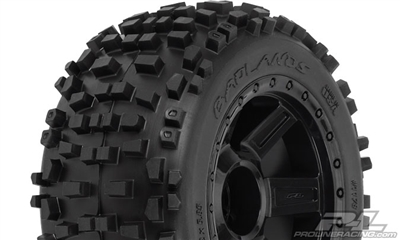 Pro-Line Badlands 3.8" Tires on Black Desperado 1/2" Offset Rims (2)