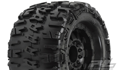 Pro-Line Trencher X 3.8" Traxxas Style Bead All Terrain Tires Mounted on F-11 Stone Gray 1/2" Offset 17mm Rims (2)