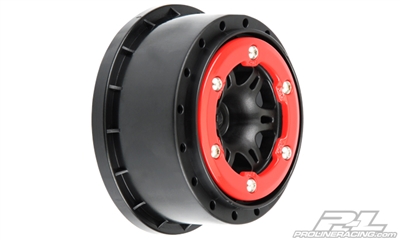 Pro-Line Slash Sixer SC Bead Loc Rear Rims, red/black (2)