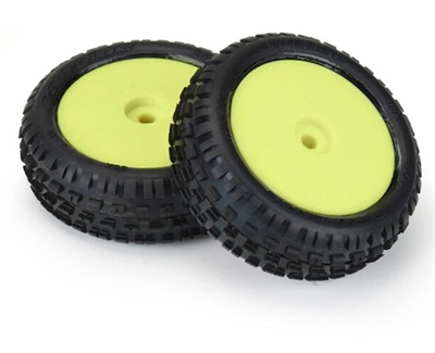 Pro-Line Wedge Front Tires for Mini-B on Yellow Rims  (2)