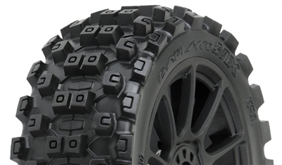 Pro-Line Badlands MX M2 (medium) Off-Road 1:8 Buggy Tires Mounted on Black Mach 10 Rims (2)