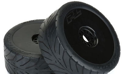 Pro-Line Avenger HP S3 (Soft) Street Belted 1:8 Buggy Tires on Black Rims