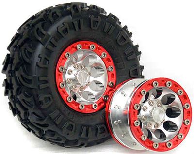 RC4WD Bl22n 2.2 9 Hole Beadlock Rims w/ Center Cap, Red Rings (4)